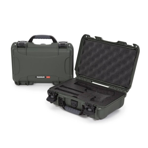 NANUK® Pistolen-Koffer 909 in Oliv mit Schaumstoff-Einsatz für 1 Pistole