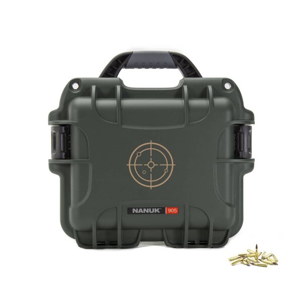NANUK® Munitionskoffer 905 Oliv mit hellbraunem Target Logo
